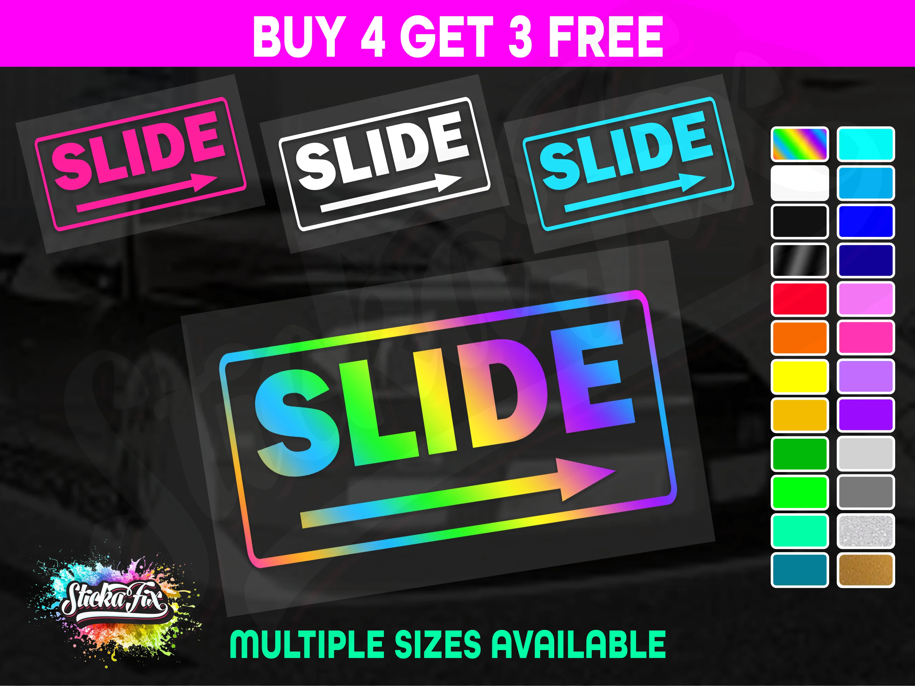 Slide Door 4X4 car vinyl STICKER funny DECAL Shop Business Cafe