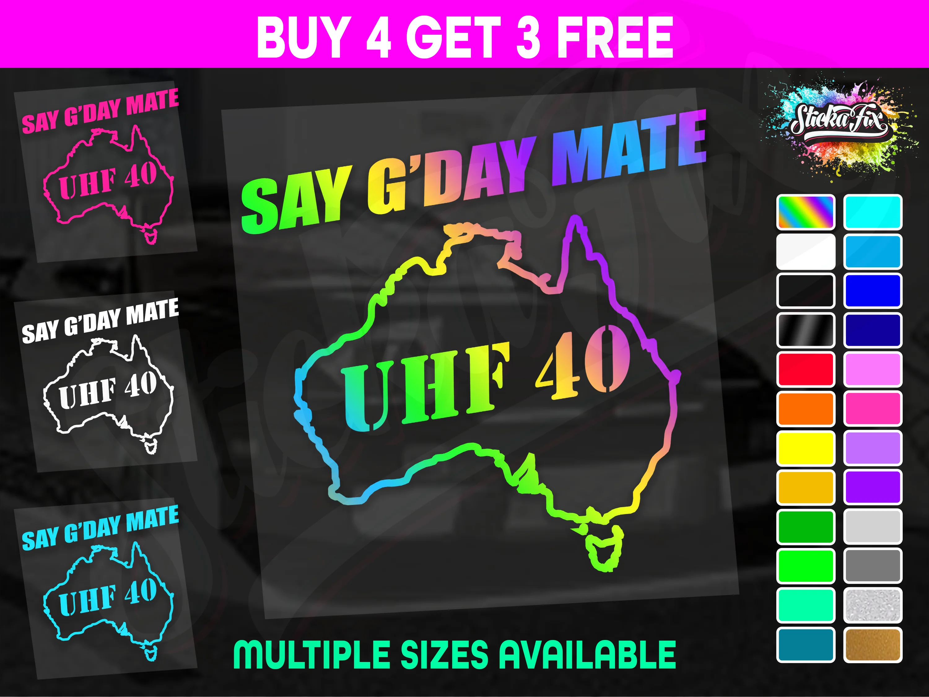 UHF 40 Sticker Your Channel Number Radio Decal Caravan 4x4 4wd motorhome