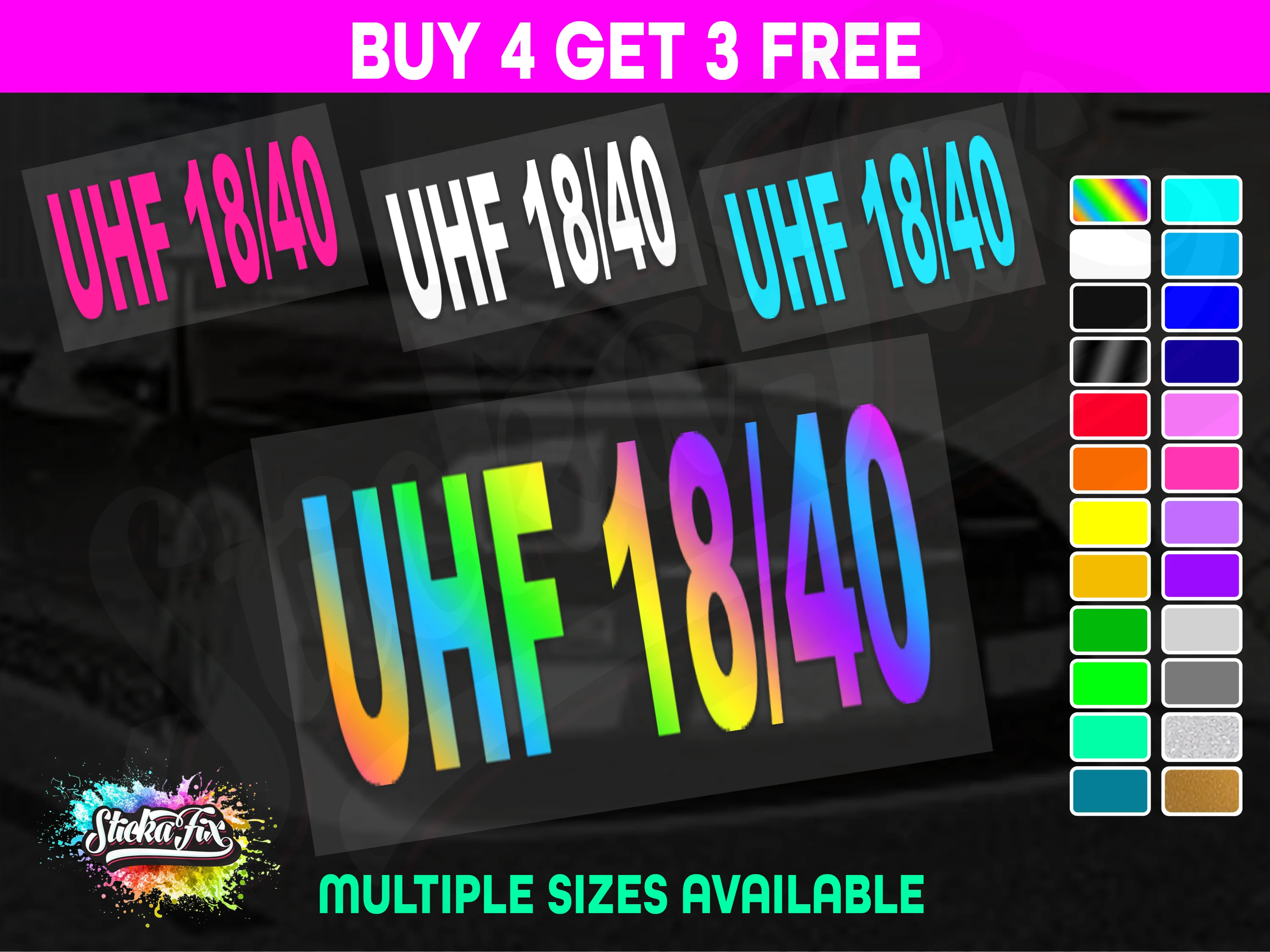 UHF 18/40 Sticker Your Channel Number Radio Decal Caravan 4x4 4wd motorhome
