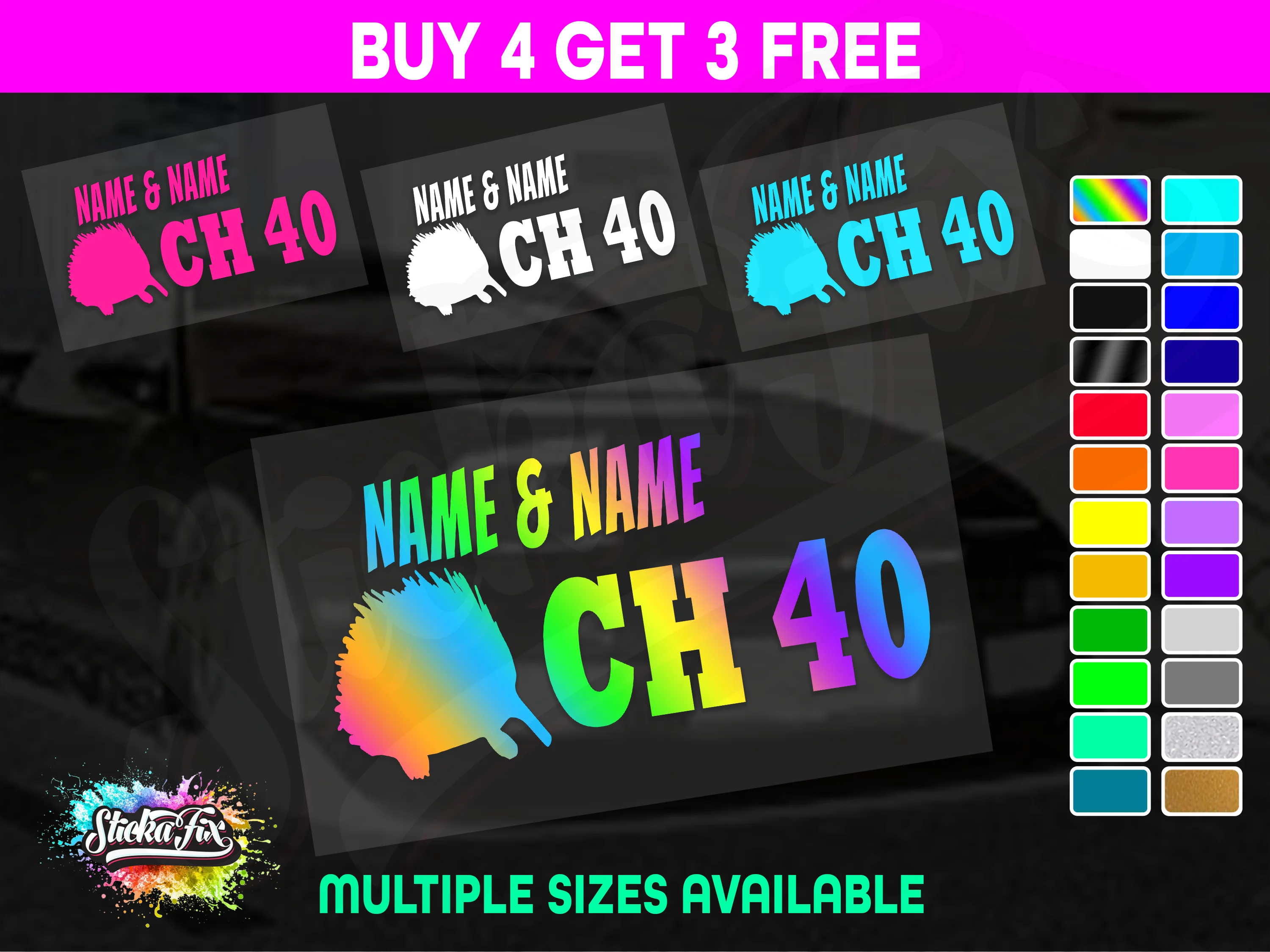 UHF 40 Sticker Your Names & Channel Number Radio Decal Caravan 4x4 4wd motorhome